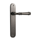 Door Lever Verona Oval Latch Distressed Nickel H237xW50xP59mm in Distressed Nickel