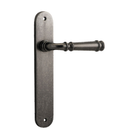 Door Lever Verona Oval Latch Distressed Nickel H237xW50xP59mm in Distressed Nickel