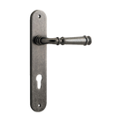 Door Lever Verona Oval Euro Distressed Nickel CTC85mm H237xW50xP59mm in Distressed Nickel