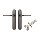 Door Lever Annecy Oval Latch Matt Black H240xW40xP62mm Passage Kit Tube Latch Split Cam 'T' Striker Matt Black Backset 60mm in Matt Black