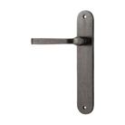 Door Lever Annecy Oval Latch Left Hand Fixed Distressed Nickel L117xP63mm BPH240xW40mm in Distressed Nickel