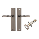Door Lever Sarlat Stepped Distressed Nickel Passage Kit in Distressed Nickel