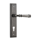 Pair of Iver Verona lever door handles on stepped backplates, showcasing sleek architectural hardware design.