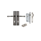 Door Lever Verona Stepped Euro Distressed Nickel CTC85mm H240xW50xP59mm Entrance Kit Mortice Lock Euro Distressed Nickel CTC85mm Backset 60mm, Euro Cylinder Dual Function 5 Pin Distressed Nickel L65mm KA1 in Distressed Nickel