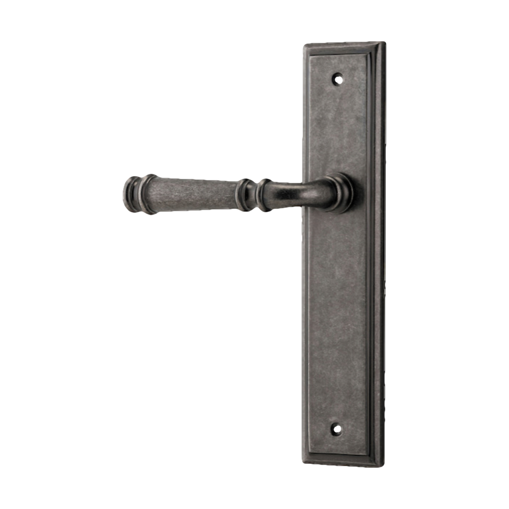 Door Lever Verona Stepped Latch Left Hand Fixed Distressed Nickel L122xP59mm BPH237xW50mm in Distressed Nickel