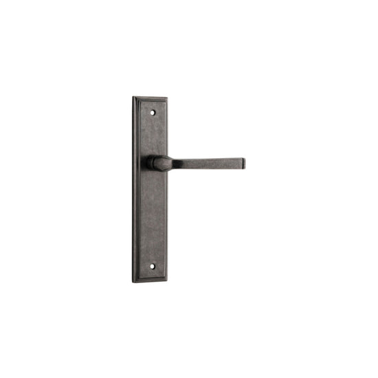 Door Lever Annecy Stepped Latch Distressed Nickel H237xW50xP65mm in Distressed Nickel