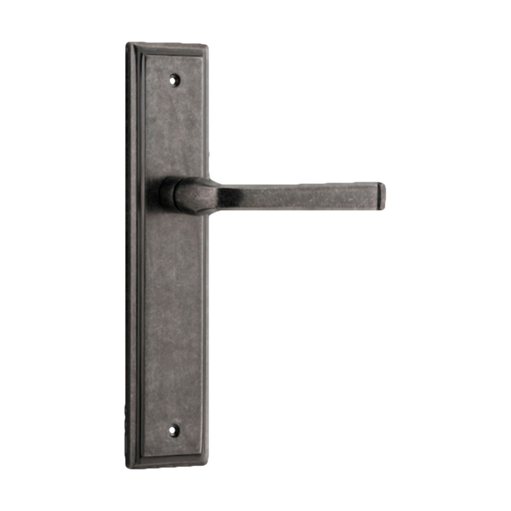 Door Lever Annecy Stepped Latch Distressed Nickel H237xW50xP65mm in Distressed Nickel