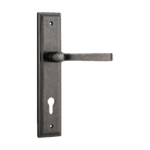 Door Lever Annecy Stepped Euro Distressed Nickel CTC85mm H237xW50xP65mm in Distressed Nickel