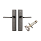 Door Lever Annecy Stepped Latch Distressed Nickel H240xW50xP65mm Passage Kit Tube Latch Split Cam 'T' Striker Distressed Nickel Backset 60mm in Distressed Nickel