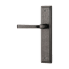 Door Lever Annecy Stepped Latch Left Hand Fixed Distressed Nickel L117xP66mm BPH237xW50mm in Distressed Nickel