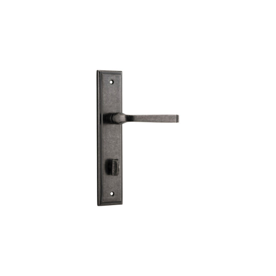 Door Lever Annecy Stepped Privacy Distressed Nickel CTC85mm H237xW50xP65mm in Distressed Nickel