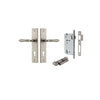 Door Lever Sarlat Chamfered Euro Pair Distressed Nickel CTC85mm L111xP55mm BPH240xW50mm Mortice Lock Euro Distressed Nickel CTC85mm Backset 60mm, Euro Cylinder Key Thumb 5 Pin Distressed Nickel 65mm KA4 in Distressed Nickel