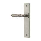 Door Lever Sarlat Chamfered Latch Rumbled Nickel H240xW50xP55mm Fixed Half Set Left Hand in Rumbled Nickel
