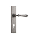 Door Lever Verona Chamfered Euro Distressed Nickel CTC85mm H240xW50xP59mm in Distressed Nickel