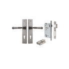 Door Lever Verona Chamfered Euro Pair Distressed Nickel CTC85mm L122xP58mm BPH240xW50mm Mortice Lock Euro Distressed Nickel CTC85mm Backset 60mm, Euro Cylinder Dual Function 5 Pin Distressed Nickel 65mm KA4 in Distressed Nickel