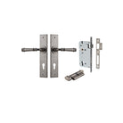 Door Lever Verona Chamfered Euro Pair Distressed Nickel CTC85mm L122xP58mm BPH240xW50mm Mortice Lock Euro Distressed Nickel CTC85mm Backset 60mm, Euro Cylinder Key Thumb 5 Pin Distressed Nickel 65mm KA4 in Distressed Nickel