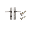 Door Lever Annecy Chamfered Privacy Distressed Nickel CTC85mm L117xP65mm BPH240xW50mm Privacy Kit Tube Latch Split Cam 'T' Striker Distressed Nickel Backset 60mm, Privacy Bolt Round Bolt Distressed Nickel Backset 60mm in Distressed Nickel