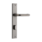 Pair of Iver Oslo lever handles on rectangular backplates, architectural hardware for doors, with a sleek, modern design.