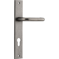 Door Lever Oslo Oval Latch Distressed Nickel H230xW40xP57mm in Distressed Nickel