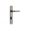 Door Lever Oslo Oval Privacy Distressed Nickel CTC85mm H230xW40xP57mm in Distressed Nickel