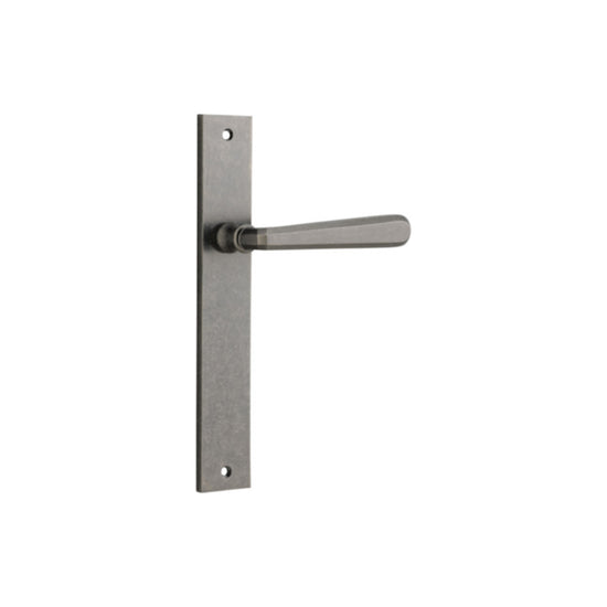 Door Lever Copenhagen on Long Backplate Pair Distressed Nickel H240xW38xP61mm in Distressed Nickel
