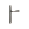 Door Lever Copenhagen on Long Backplate Pair Distressed Nickel H240xW38xP61mm in Distressed Nickel