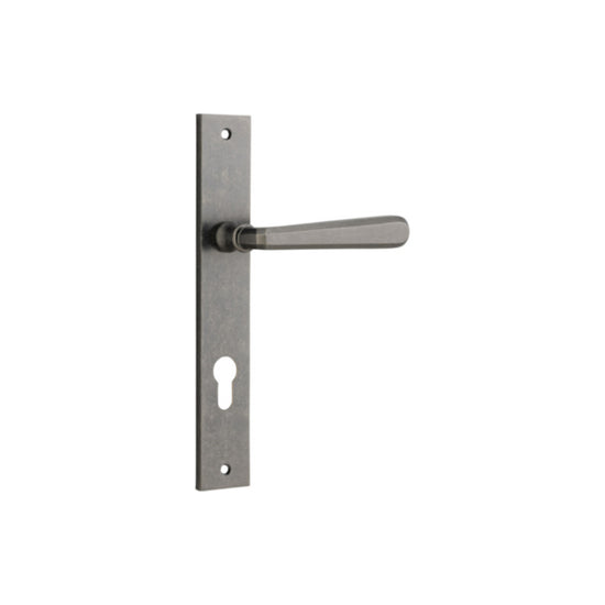 Door Lever Copenhagen Rectangular Euro Pair Distressed Nickel CTC85mm H240xW38xP61mm in Distressed Nickel