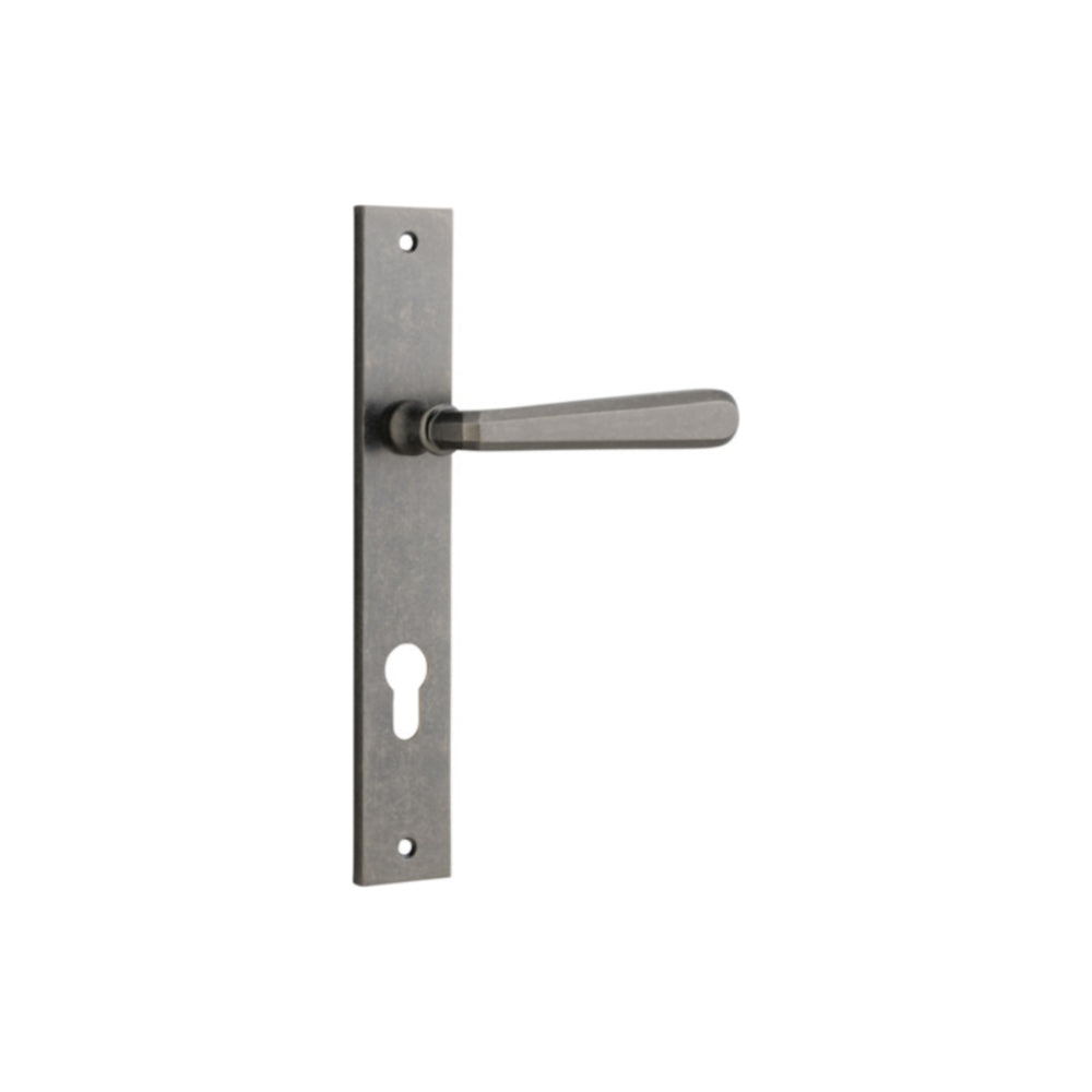 Door Lever Copenhagen Rectangular Euro Pair Distressed Nickel CTC85mm H240xW38xP61mm in Distressed Nickel