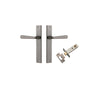 Door Lever Copenhagen Rectangular Latch Pair Distressed Nickel H240xW38xP61mm Passage Kit, Tube Latch Split Cam 'T' Striker Distressed Nickel Backset 60mm in Distressed Nickel