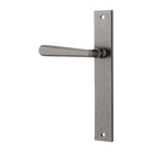 Door Lever Copenhagen Rectangular Latch Left Hand Fixed Distressed Nickel L120xP57mm BPH240xW38mm in Distressed Nickel