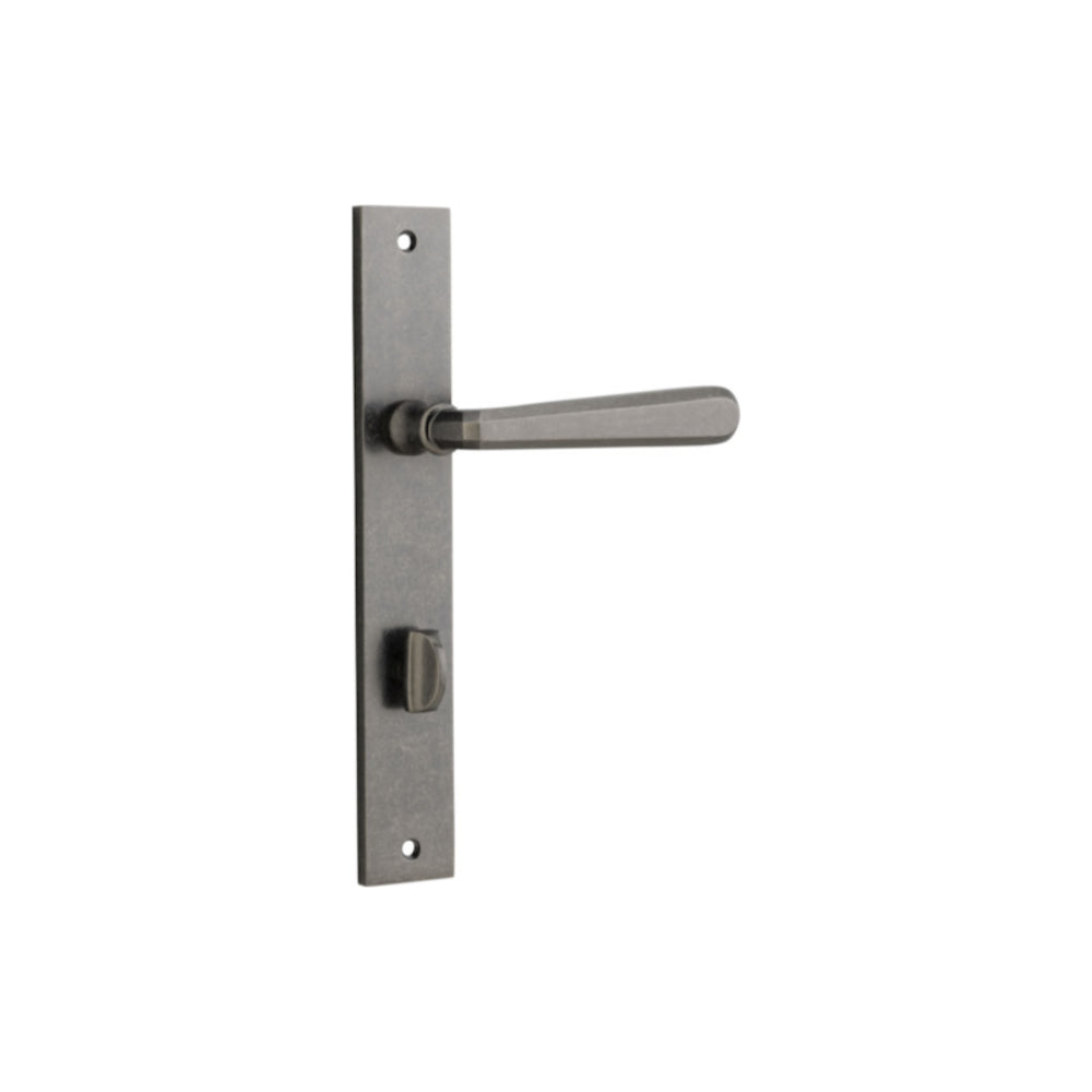 Door Lever Copenhagen Rectangular Privacy Pair Distressed Nickel CTC85mm H240xW38xP61mm in Distressed Nickel