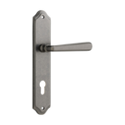 Door Lever Copenhagen Shouldered Euro Pair Distressed Nickel CTC85mm H250xW48xP61mm in Distressed Nickel