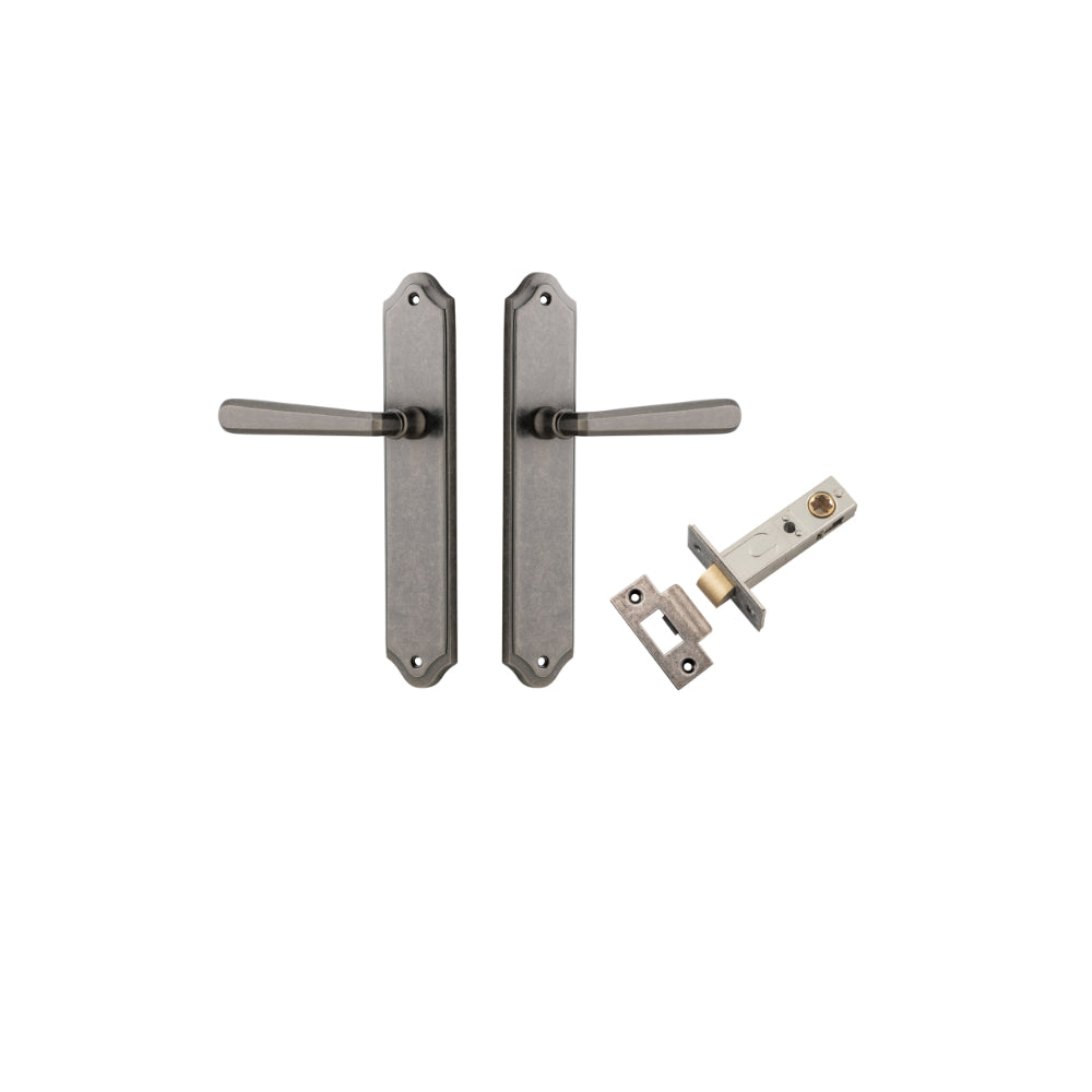 Door Lever Copenhagen Shouldered Latch Pair Distressed Nickel H250xW48xP61mm Passage Kit Tube Latch Split Cam 'T' Striker Distressed Nickel Backset 60mm in Distressed Nickel