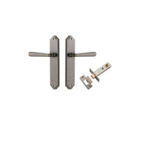 Door Lever Copenhagen Shouldered Latch Pair Distressed Nickel H250xW48xP61mm Passage Kit Tube Latch Split Cam 'T' Striker Distressed Nickel Backset 60mm in Distressed Nickel