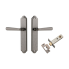Door Lever Copenhagen Shouldered Latch Pair Distressed Nickel H250xW48xP61mm Passage Kit Tube Latch Split Cam 'T' Striker Distressed Nickel Backset 60mm in Distressed Nickel