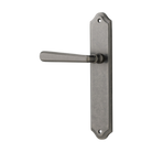 Door Lever Copenhagen Shouldered Latch Left Hand Fixed Distressed Nickel L120xP59mm BPH250xW48mm in Distressed Nickel