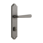Door Lever Copenhagen Shouldered Privacy Pair Distressed Nickel CTC85mm H250xW48xP61mm in Distressed Nickel