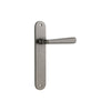 Door Lever Copenhagen Oval Latch Pair Distressed Nickel H240xW40xP61mm in Distressed Nickel