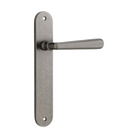 Door Lever Copenhagen Oval Latch Pair Distressed Nickel H240xW40xP61mm in Distressed Nickel