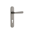 Door Lever Copenhagen Oval Euro Pair Distressed Nickel CTC85mm H240xW40xP61mm in Distressed Nickel