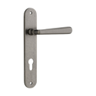 Door Lever Copenhagen Oval Euro Pair Distressed Nickel CTC85mm H240xW40xP61mm in Distressed Nickel
