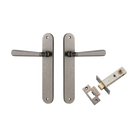 Door Lever Copenhagen Oval Latch Pair Distressed Nickel H240xW40xP61mm Passage Kit Tube Latch Split Cam 'T' Striker Distressed Nickel Backset 60mm in Distressed Nickel