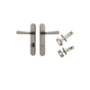Door Lever Copenhagen Oval Privacy Pair Distressed Nickel CTC85mm H240xW40xP61mm Inbuilt Privacy Kit Tube Latch Split Cam 'T' Striker Distressed Nickel Backset 60mm, Privacy Bolt Round Bolt Distressed Nickel Backset 60mm in Distressed Nickel