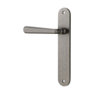 Door Lever Copenhagen Oval Latch Left Hand Fixed Distressed Nickel L120xP57mm BPH240xW40mm in Distressed Nickel