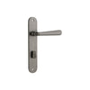 Door Lever Copenhagen Oval Privacy Pair Distressed Nickel CTC85mm H240xW40xP61mm in Distressed Nickel