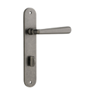 Door Lever Copenhagen Oval Privacy Pair Distressed Nickel CTC85mm H240xW40xP61mm in Distressed Nickel