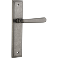 Door Lever Copenhagen Stepped Latch Pair Distressed Nickel H237xW50xP61mm in Distressed Nickel