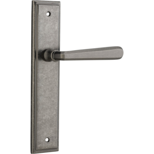 Door Lever Copenhagen Stepped Latch Pair Distressed Nickel H237xW50xP61mm in Distressed Nickel