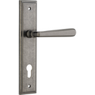 Door Lever Copenhagen Stepped Euro Pair Distressed Nickel CTC85mm H237xW50xP61mm in Distressed Nickel