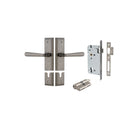 Door Lever Copenhagen Stepped Euro Pair Distressed Nickel CTC85mm H237xW50xP61mm Entrance Kit Mortice Lock Euro Distressed Nickel CTC85mm Backset 60mm, Euro Cylinder Dual Function 5 Pin Distressed Nickel L65mm KA1 in Distressed Nickel